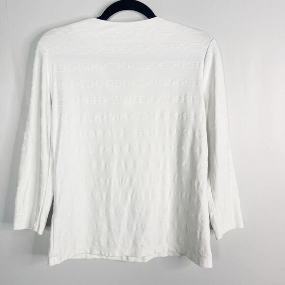 J McLaughlin S White Chainlink Carly Catalina Cloth Split V Neck 3/4 Sleeve Top - Picture 2 of 10